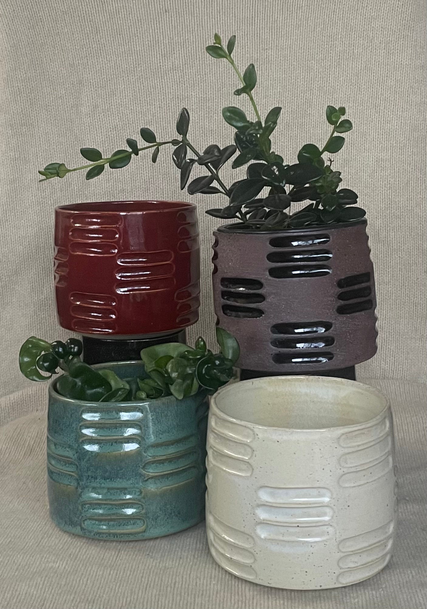 4" Carved Plant Pot
